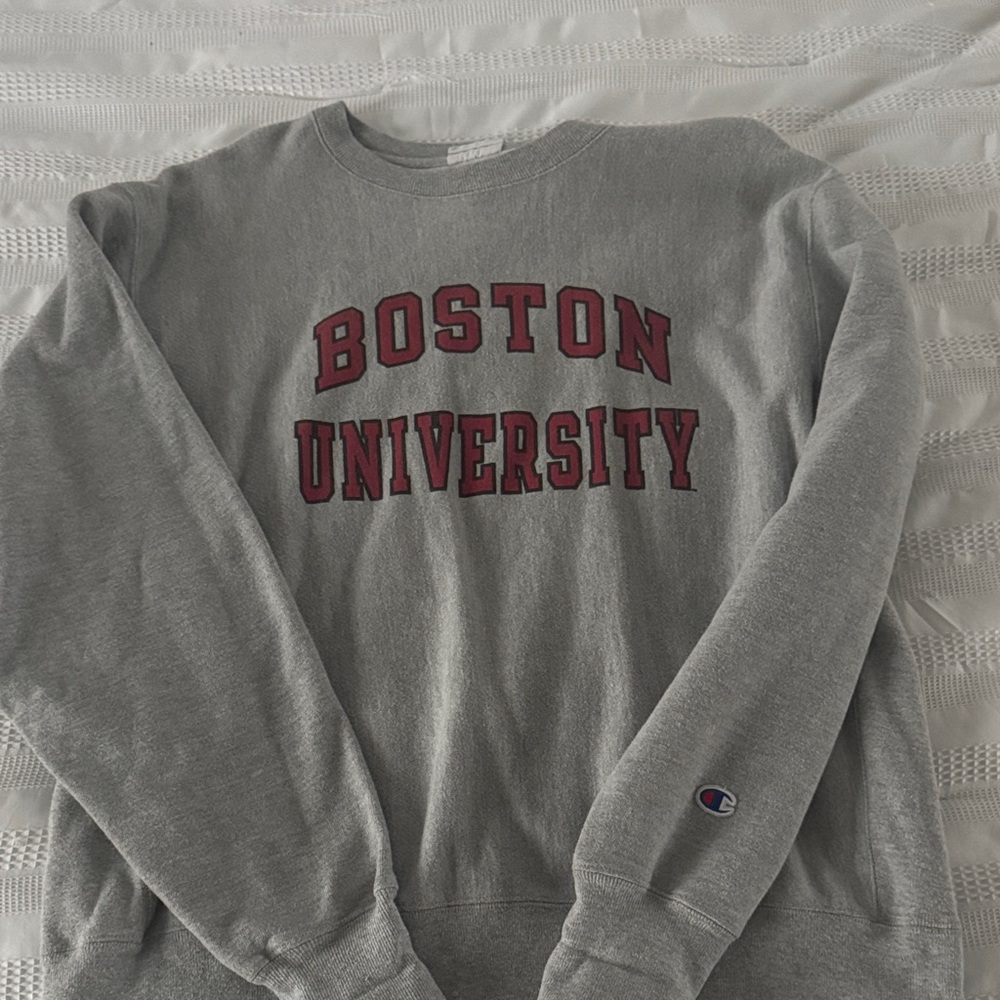 Champion Gray Boston University Crewneck